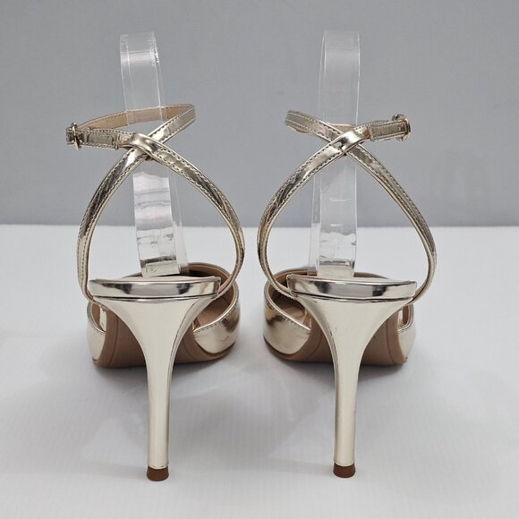 Dolce Vita Keisha Pump Womens 9 Metallic Gold Ankle Strap Pointed Toe Heels - Picture 10 of 15